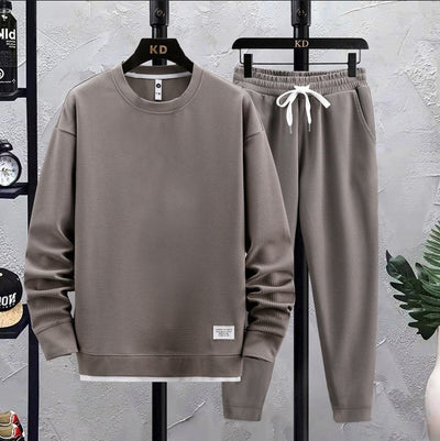 Waffle Suit Men Autumn New Casual Sports Long Sleeved Thin Sweatshirt and Pants Two-piece Set Trendy Handsome Hip Hop Tracksuits