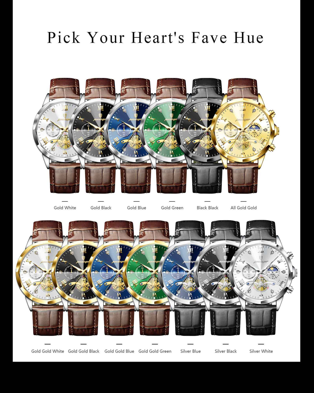 POEDAGAR Military Luxury Men Wristwatch Quartz Waterproof Luminous Chronograph Leather Man Watch Sports Men's Watches Male Reloj