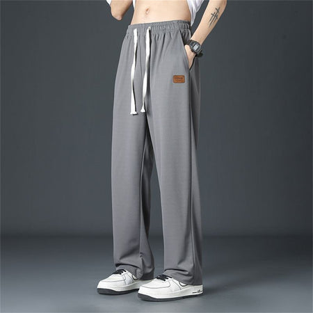 Black Straight Pants for Men's Summer Wide Leg Pants Casual Harajuku Student Pants High Street Trousers Gray Cool Sweatpants