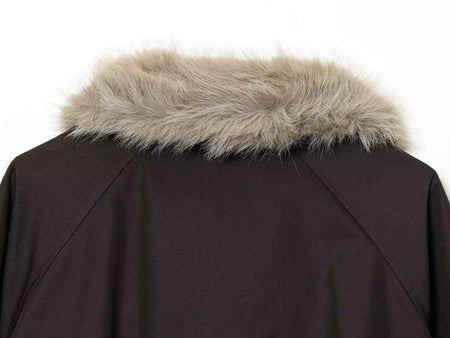 Women's Autumn and Winter Casual Straight Waterproof Parka Jacket with Fur Hem, Warm Zipper Long Sleeve Outwear