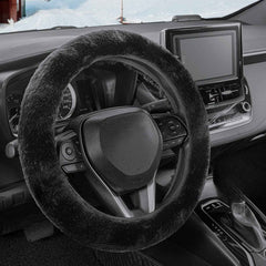 Car steering wheel cover without inner ring in winter plush warm soft comfortable non-slip elastic elastic handlebar cover