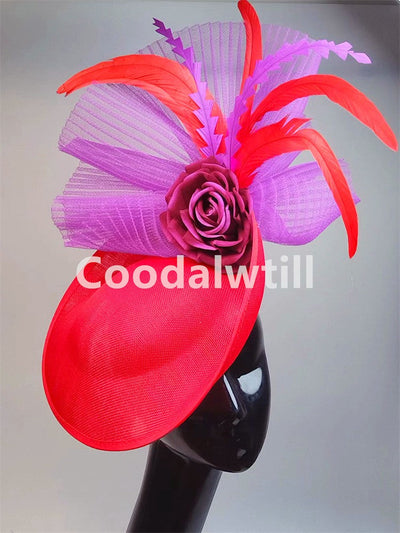 Navy Mesh Fascinator Wedding Women Hat Ladies Royal Ascot Headpiece For Festival Party Pillbox Cap Flower Headwear Church Event