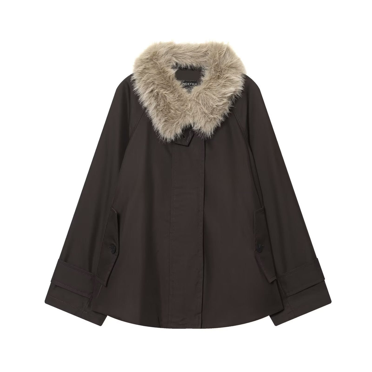 Women's Autumn and Winter Casual Straight Waterproof Parka Jacket with Fur Hem, Warm Zipper Long Sleeve Outwear