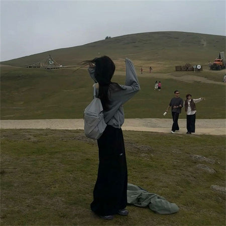 Oversize Woman Grey Black Sweatpants Y2K Korean Streetwear Loose Casual Jogger Pants High Waist All Match Drawstring Trousers