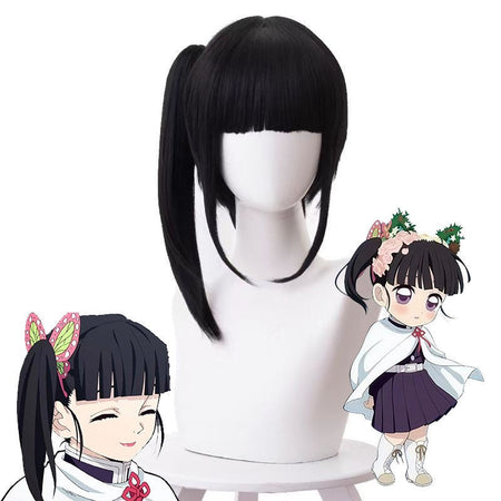 Demon Slayer Kimetsu no Yaiba Cosplay Wig Kanao Tsuyuri Short Ponytail Heat Resistant Synthetic Fiber Full Wig Cap Anime