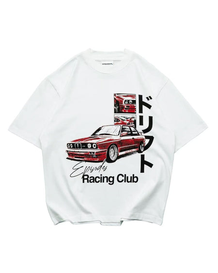 Trendy Y2K car pattern print simple casual men T-shirt retro European American Gothic high street punk Harajuku short sleeve