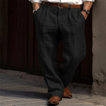 2026 Men's Stand Pocket Casual Linen Pants Solid White Gray Trouser Plus Size 3xl Mens Elegant Fashion Sweatpants Men Streetwear