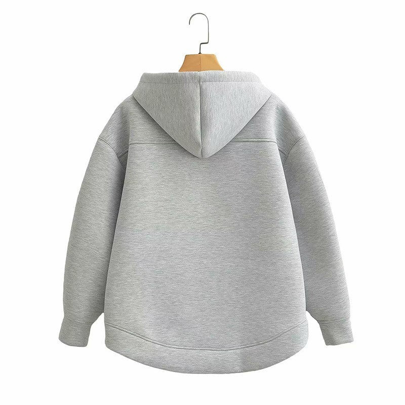 Women's Jackets With Hood Big Pocket Zipper Women Top Long Sleeve Women's Coat Loose Outerwear Winter Coats Black Jacket