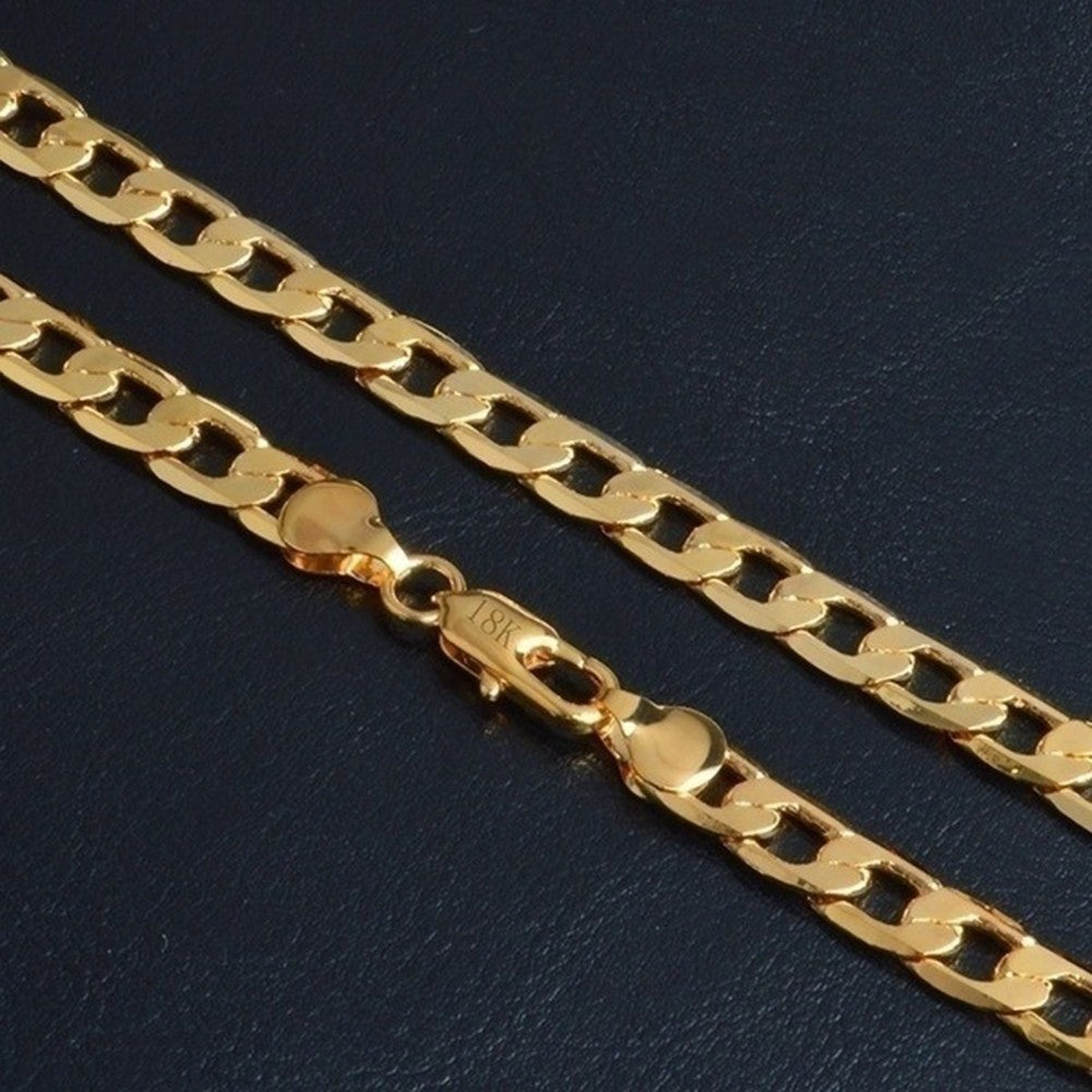 Men 18K Gold Necklace Fashion Men 18K Gold Necklace Cuban Chain Necklace For Men Jewelry Gifts