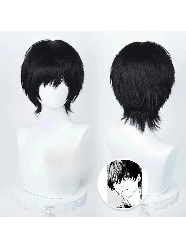 Anime Chainsaw Man Yoshida Hirofumi Cosplay Wig Short Black Heat Resistant Synthetic Hair Man Party Wigs