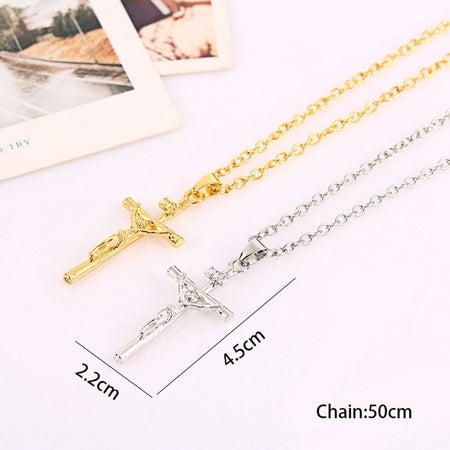 Fashion Gold Color Choker Jewelry Gift INRI Cross Necklaces & Pendants Women Men Gifts