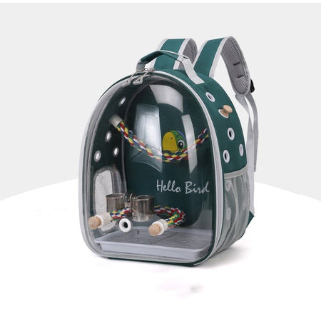 Portable Bird Carrier Bird Backpack with Perch Rope and Tray for Parrot Parakeet Macaw Cockatiel Acrylic Pet Cage Birds Bag
