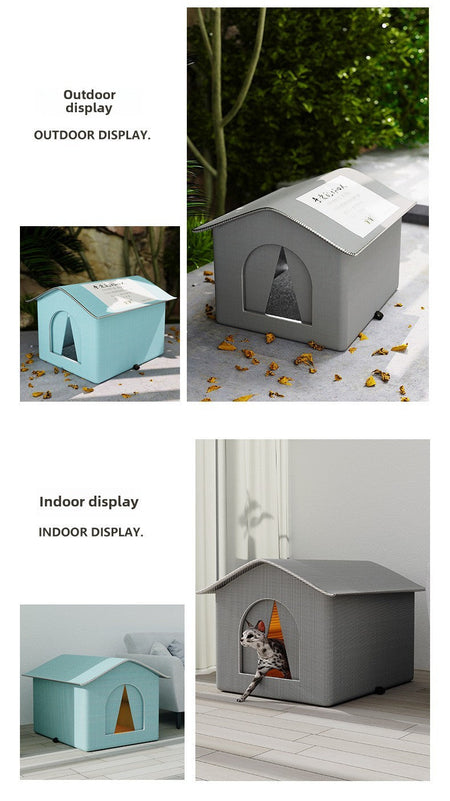 Stray Cat dog House Waterproof Outdoor Winter Warm Pet Cave Sleeping Beds Home Foldable Washable for Small Dog Puppy Supplies