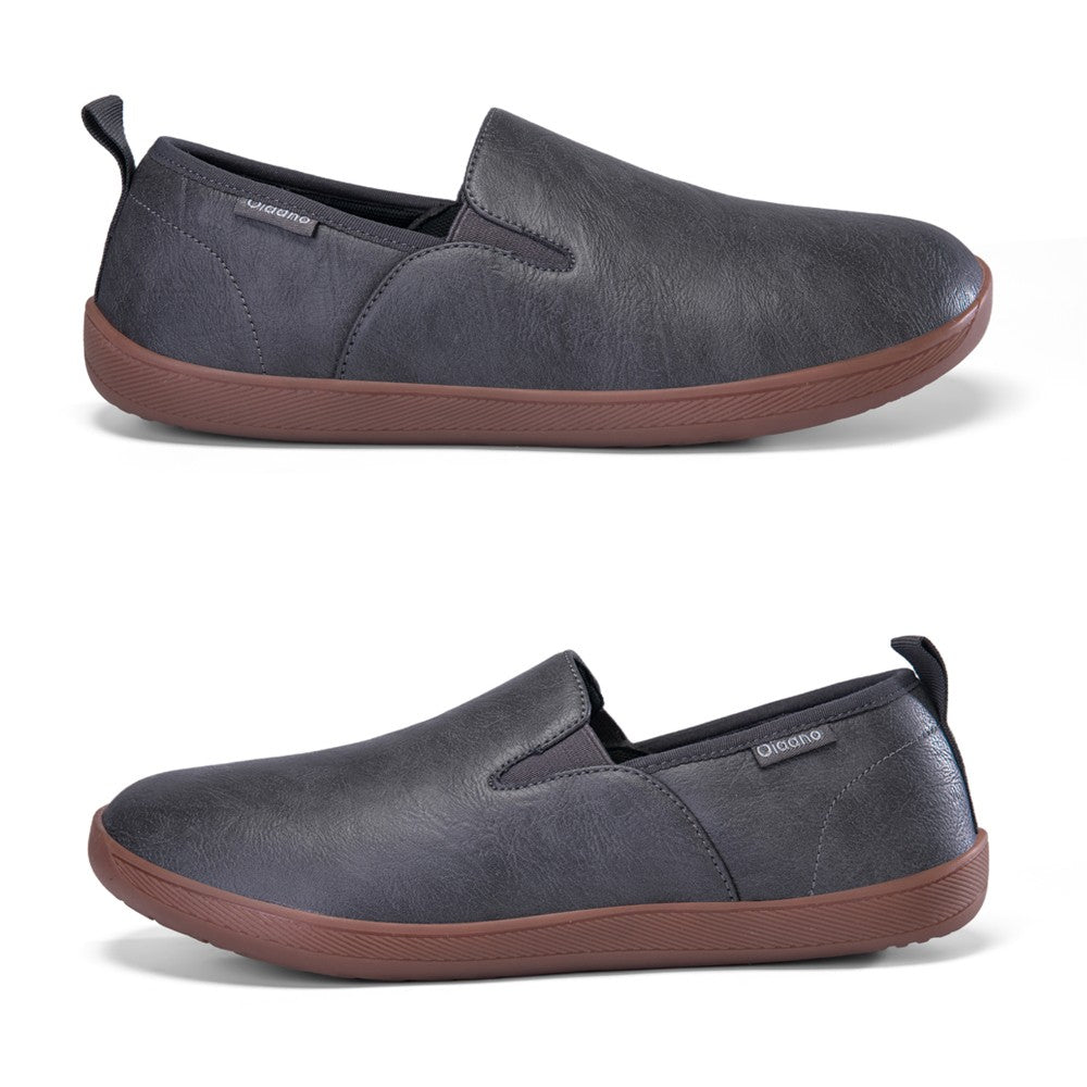 Oiaano  Wide Toe Men Minimalist Shoes  Comfortable Sneakers Leather Casual Shoes Black Slip On Leisure Loafers  Drive  Office