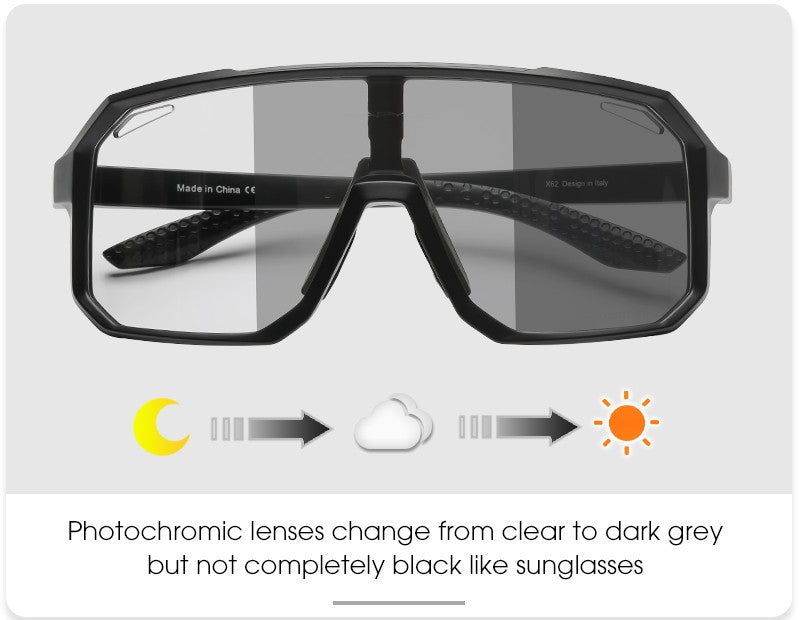 2 Packs Photochromic Riding Cycling Sunglasses Mtb Cycling Glasses Goggles Bicycle Mountain Bike Men's Women Sport Eyewear