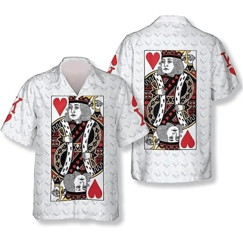 Casino Poker Dice Pattern Beach Shirt For Men Money 3D Printed Hawaiian Shirts Holiday Short Sleeve Lapel Top Loose Women Blouse
