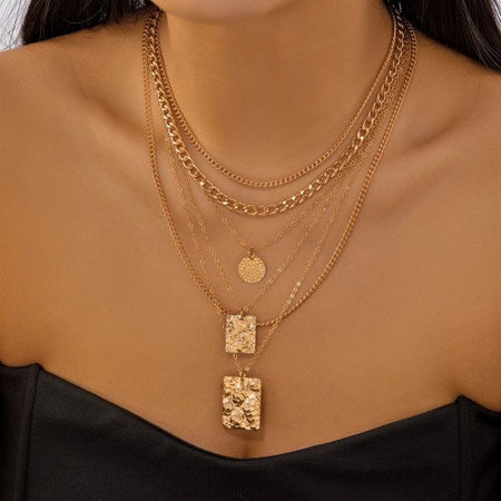 Classic Pendant Necklace for Women Micro Zircon Turkish Lucky Evil Eyes Palm Cross Pearl Multilayer Metal Chain Choker Jewelry