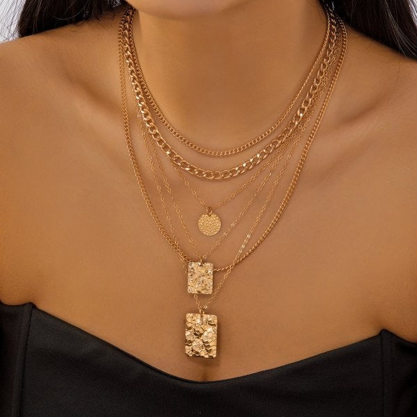 Classic Pendant Necklace for Women Micro Zircon Turkish Lucky Evil Eyes Palm Cross Pearl Multilayer Metal Chain Choker Jewelry
