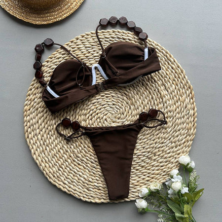 Push Up Sexy Micro Bikini 2025 Women Swimsuit Swimwear Brown Thong Bikinis Set Brazilian Beach Wear Bathing Suit Biquini Female
