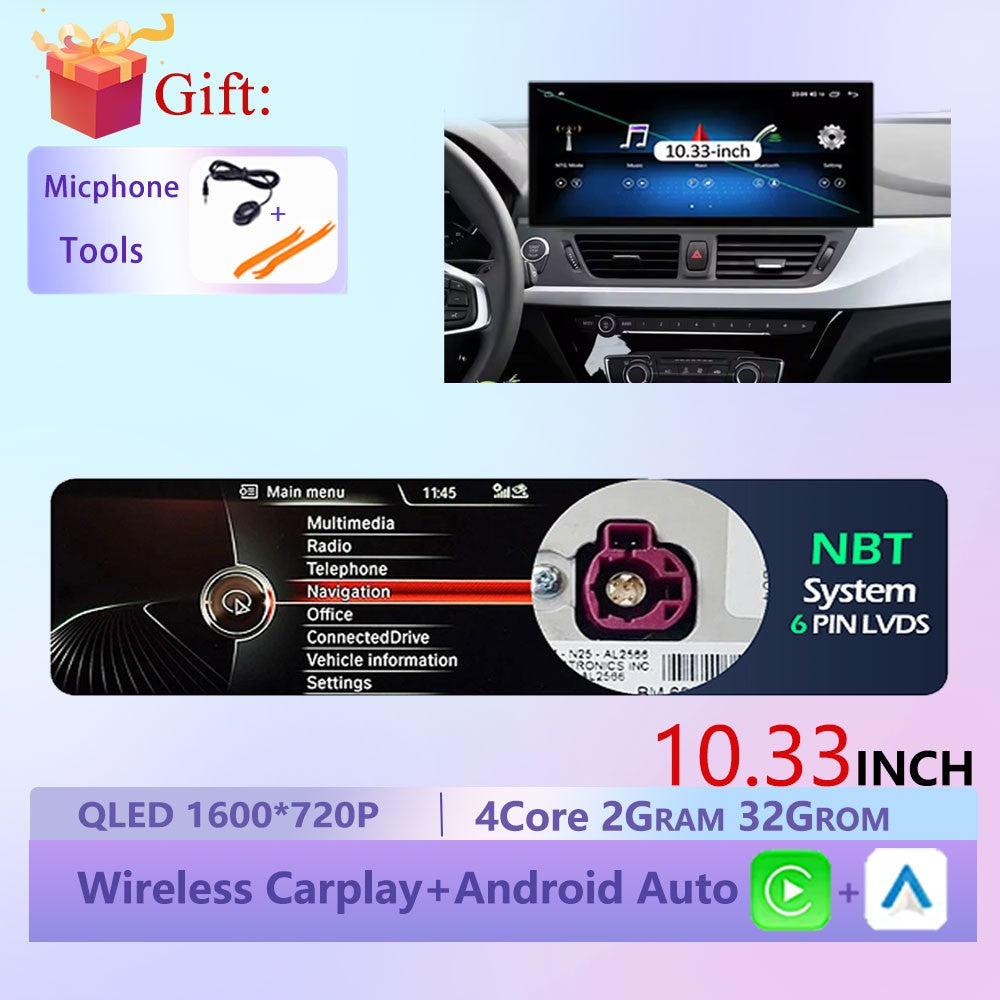 Wireless CarPlay Android 15 Touchscreen Stereo For BMW 1 Series F20 F21 F22 F23 2016 - 2023 NBT/EVO System WiFi GPS 4G F6NAVI