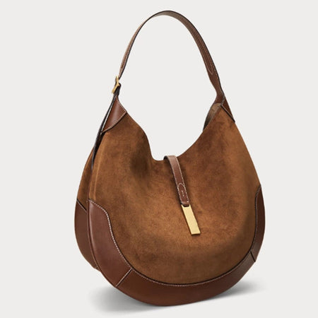 New Fashionable Women's Underarm Bag, Leather Riding Style Brown/Black Crossbody Bag Crescent Bag Travel Bag