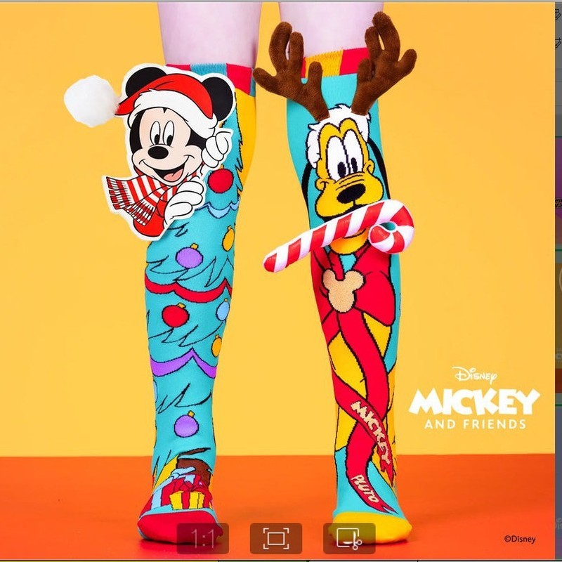 Christmas Gift Disney Cute Girl Mid Tube Three-Dimensional Fashion Handmade Ears Handmade Socks Mickey Minnie Cosplay Accessory
