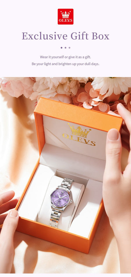 OLEVS 3668 Women Watch Luxury Original Quartz Watch Sword Needle Fashion Roman Automatic Date Calendar Window Women Watch
