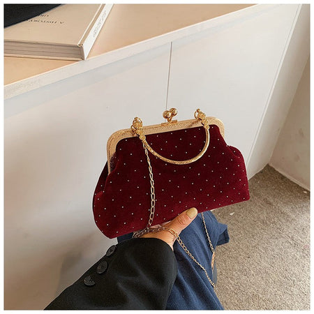 Luxury Design Women's Evening Clutch Purse Dinner Party Ladies Small Clip Shoulder Bag Handbags Retro Female Chain Crossbody Bag