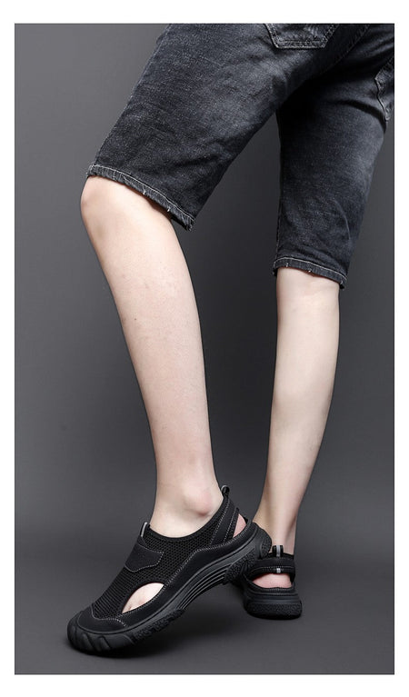 Outdoor Trendy Sandals Summer Mesh Hollow Casual Outerwear Shoes Men's Breathable Sports Shoes Beach Sandals New