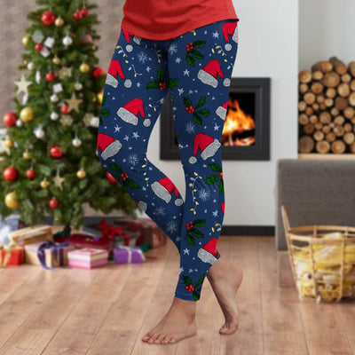 3d Cartoon Pattern Christmas Women's Leggings High Waist Slim Stretch High Waist Tights New Year Home Party Pant Bottom Legging