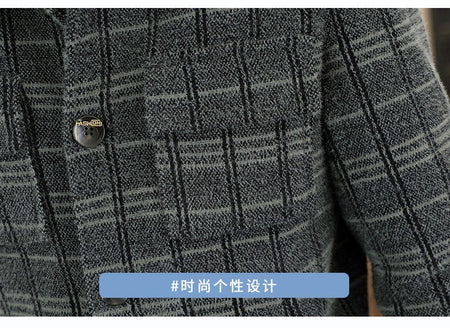 2023 Winter Plaid Woolen Jackets Men Fashion Slim Fit Thickened and Warm Trench Coat Casual Business Streetwear Overcoat M-4XL