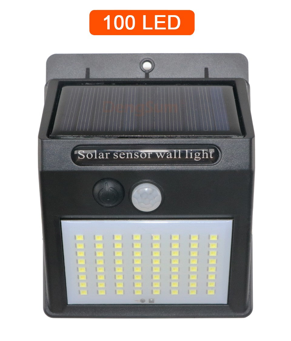 PIR Motion Sensor 100LED Sunlight control 3 sided Solar Energy Street light Yard Path Home Garden Solar Power lamp Wall Light
