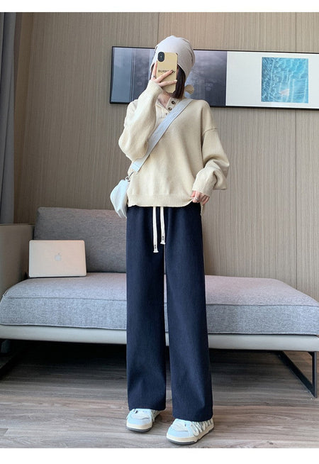 Women Long Pants Spring Autumn Women Elastic Waist Stright Long Wide leg pants 2024 Casual Female Long Pants Trousers