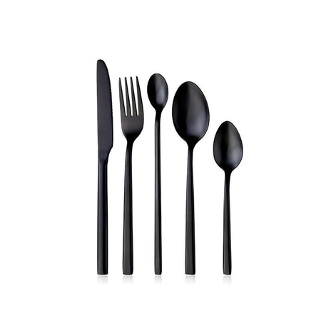 Western Tableware Black Dinnerware Set 6 Pieces Cutlery Set Stainless Steel Knife Fork IceTea Spoon Party Classic Silverware Set