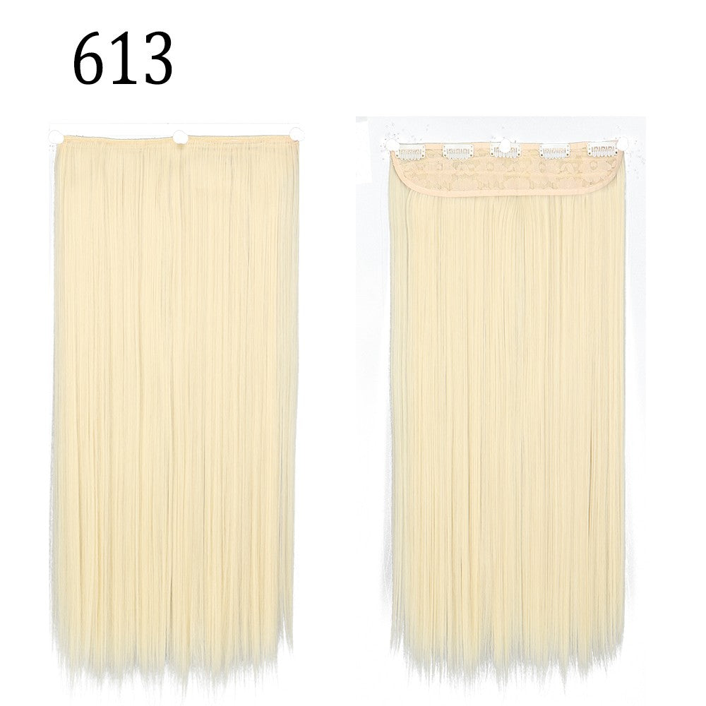 Synthetic Long Straight 5 Clip In Hair Extensions 22’‘ High Resistant Temperature Fiber Black Brown Blonde Hairpiece