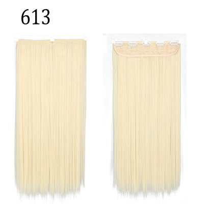 Synthetic Long Straight 5 Clip In Hair Extensions 22’‘ High Resistant Temperature Fiber Black Brown Blonde Hairpiece