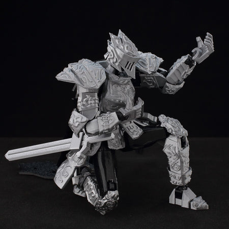 ?9L3D Lucky13 Silver Armor Knight Action Figure Dummy13 with TripleWeapon T13 Multi-Jointed 3D Printed Collectible Toy Titan13?