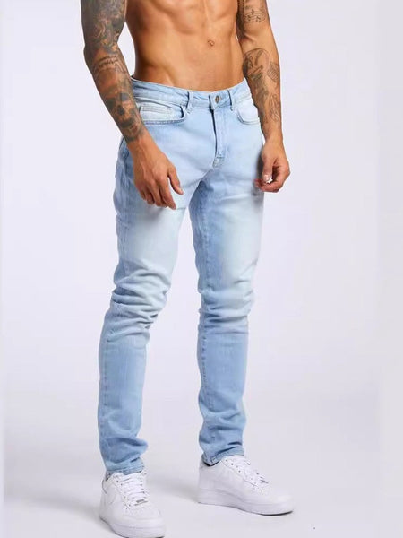 Mens Jeans Elastic Skinny Solid Color Stretch Pencil Pants Slim Fit Denim Jeans Jogging Streetwear Cowboy Casual Trousers Blck