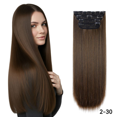 4Pcs/Set 20Inch Synthetic Hair Clip In Long Wavy Thick Hairpieces For Women Full Head Synthetic extenciones para el cabello