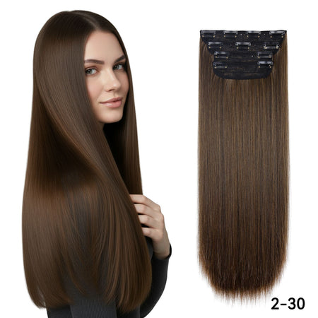 4Pcs/Set 20Inch Synthetic Hair Clip In Long Wavy Thick Hairpieces For Women Full Head Synthetic extenciones para el cabello