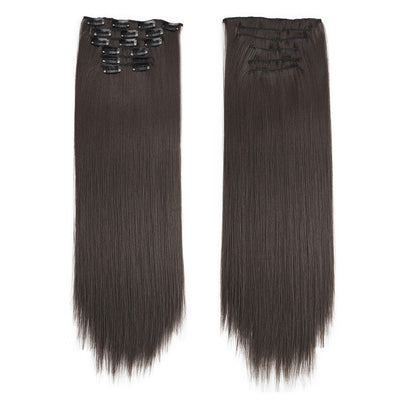 16 Clips in Hair Extensions 24Inchs Long Straight Hairstyle Synthetic Blonde Black Hairpieces Heat Resistant Fake Hair 6Pcs/Set