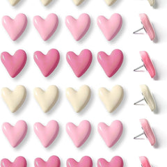 20pcs Pink Heart-Shaped Push Pins - Creative Love-Themed Office & Home Decor, Durable ABS Material, Ideal for Organizing Notes