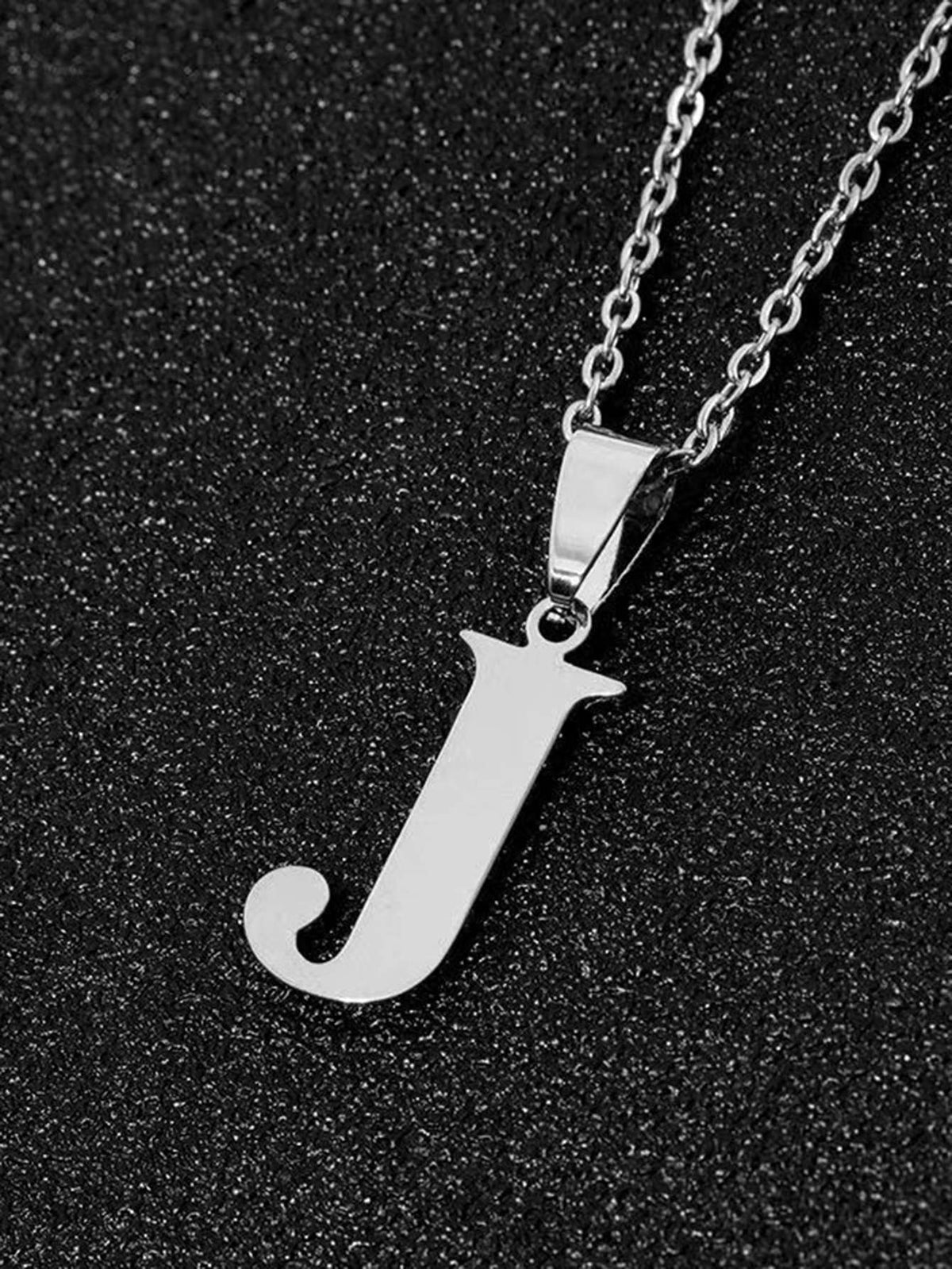 DGIDDK Stainless Steel Fashion Simple A-Z Small Letter Necklace Initial Pendant Fine Chain Alphabet Men Women Jewelry Gift