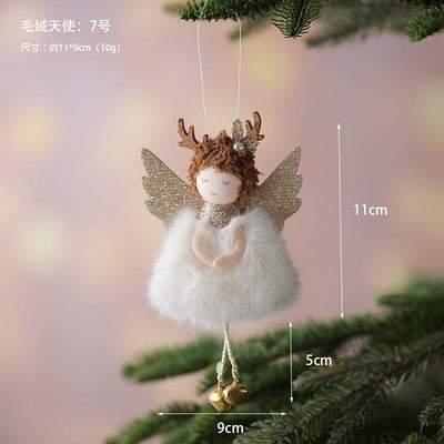 2Pcs New Christmas Cute Plush Angel Doll Pendant Lovely Boys Girls Xmas Tree Hanging Decoration Merry Christmas Party Ornaments