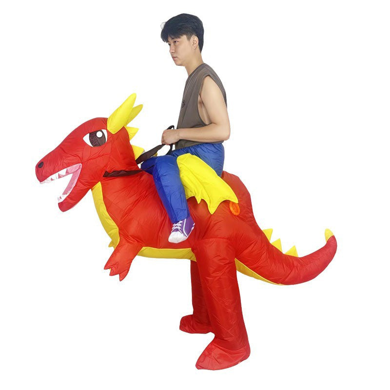 Halloween Riding Red Dragon Cartoon Doll Costume Tyrannosaurus Rex Inflatable Suit Festival Party Stage Performance