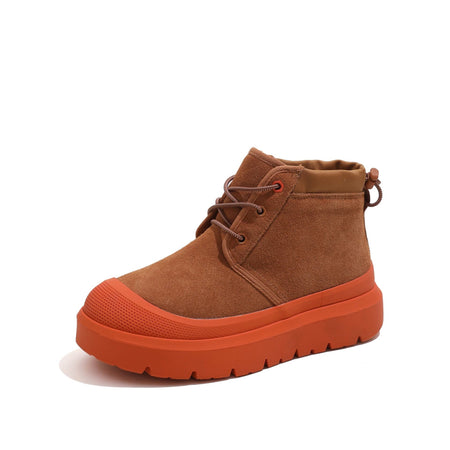 Fujin 4cm New Synthetic Suede Genuine Leather Spring Autumn Ankle Booties Chunky Sneakers High Brand Big Size Plush Women Shoes