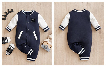 Jumpsuit Newborn Baby Baseball uniform Spring and Autumn 0-18 months Boys Cotton Baby Onesie Clothes Romper Embroidery Preschool