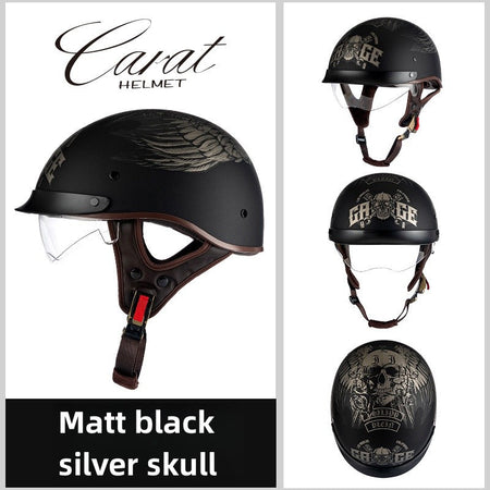 Motorcycle Half Helmet High-quality Retro Carat Multi-Purpose Headgear Classic Design Stylish Safe Comfortable Original Decals