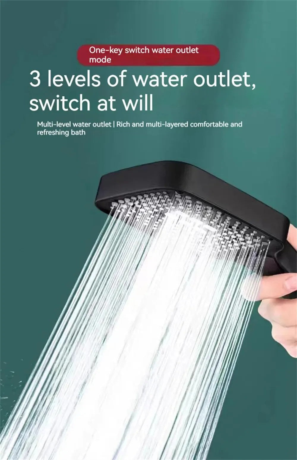 3 Mode Adjustable High Pressure Shower Head Handheld Large Flow Water Saving Pressurized Shower Head Mixer Bathroom Accessories
