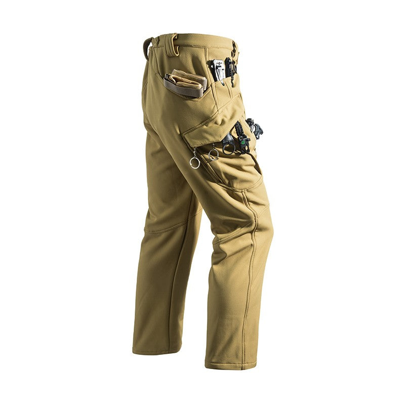 Men's Winter Autumn Fleece Softshell Pants Tactical Military Combat Cargo Trousers Hiking Camping Climbing Casual Sportwears